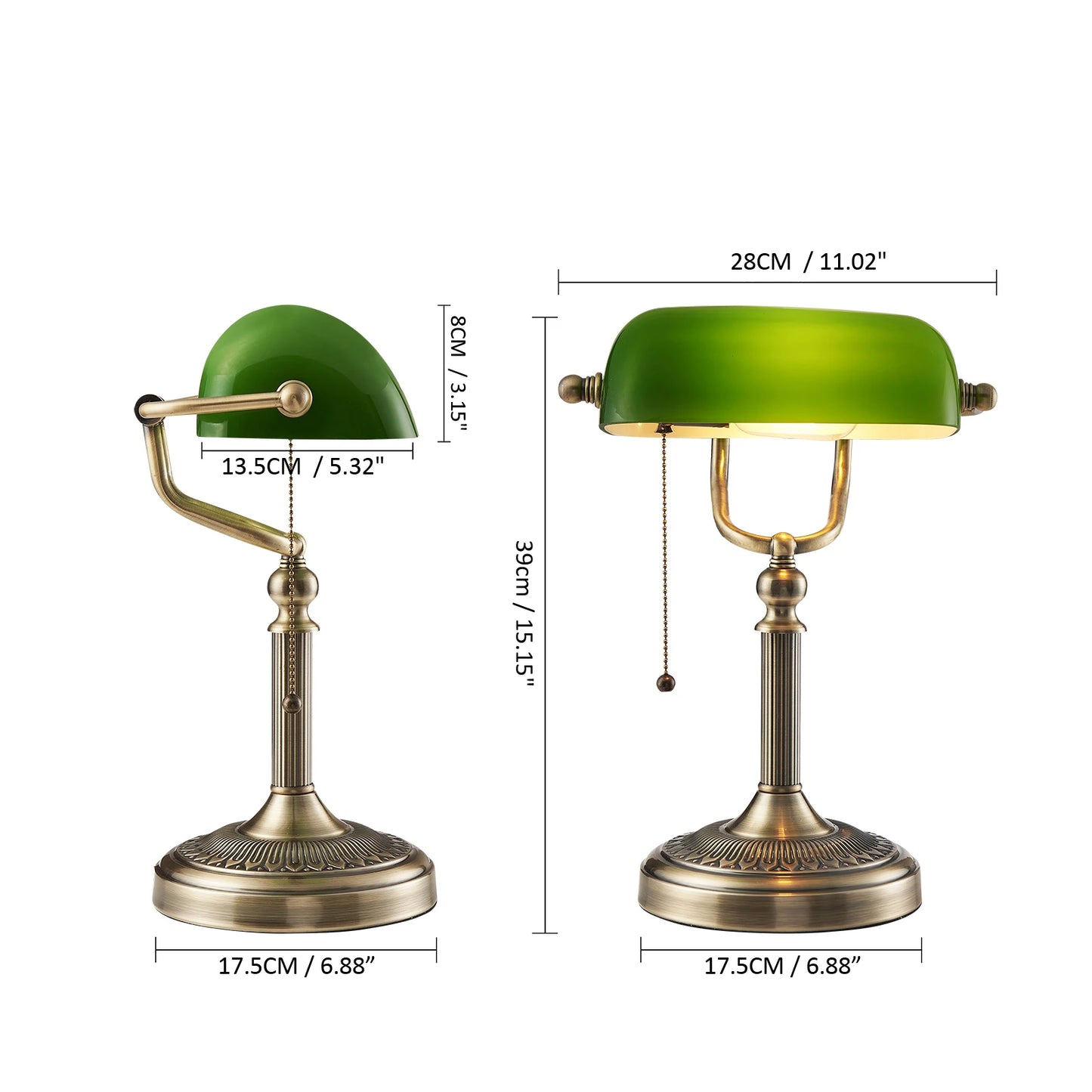 Green/White Color Glass Desk Lamp
