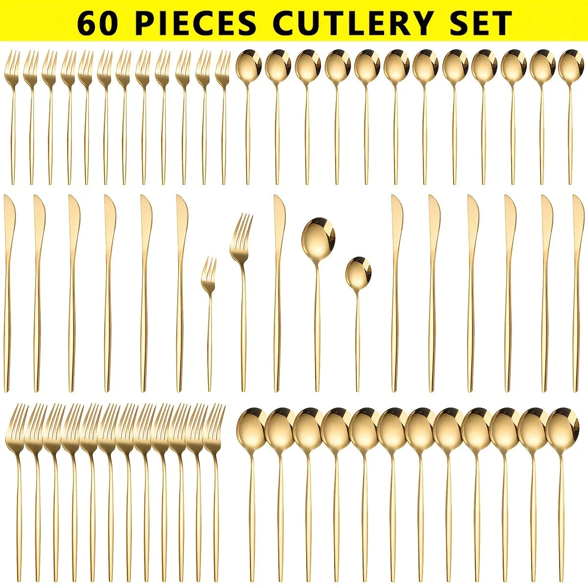 60pcs Stainless Steel - Luxe Golden set