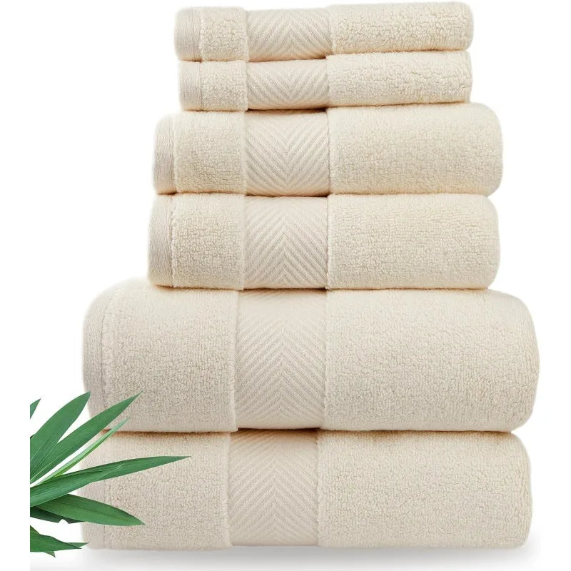 Bamboo Viscose Bath Towels - Ultra Soft & Plush 700 GSM Luxury Bath Towels - Super Absorbent & Quick Drying - 6 Piece Towel Set