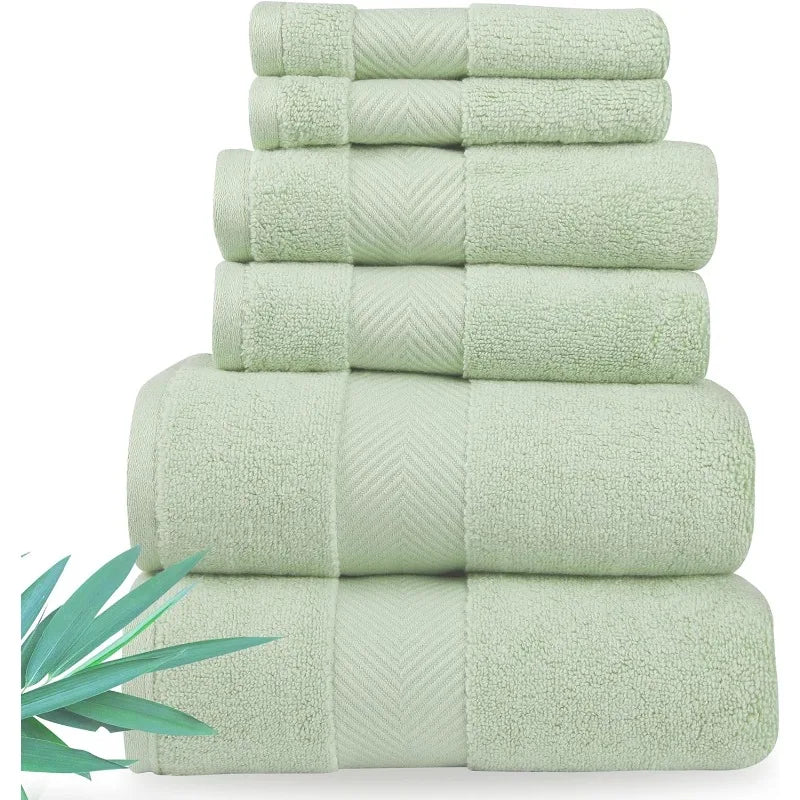 Bamboo Viscose Bath Towels - Ultra Soft & Plush 700 GSM Luxury Bath Towels - Super Absorbent & Quick Drying - 6 Piece Towel Set