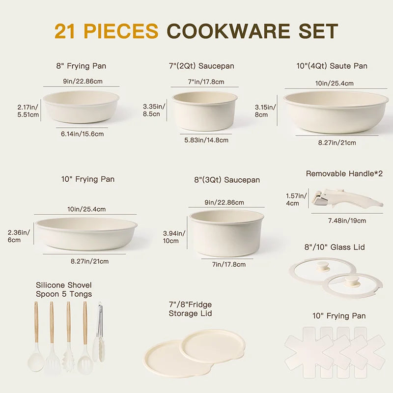 21 Piece Ceramic Cookware Set