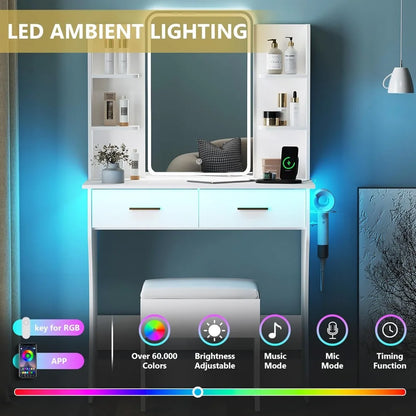 Dressing Table with Mirror & Power Outlet