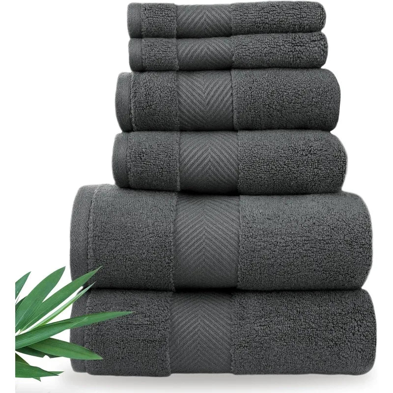 Bamboo Viscose Bath Towels - Ultra Soft & Plush 700 GSM Luxury Bath Towels - Super Absorbent & Quick Drying - 6 Piece Towel Set