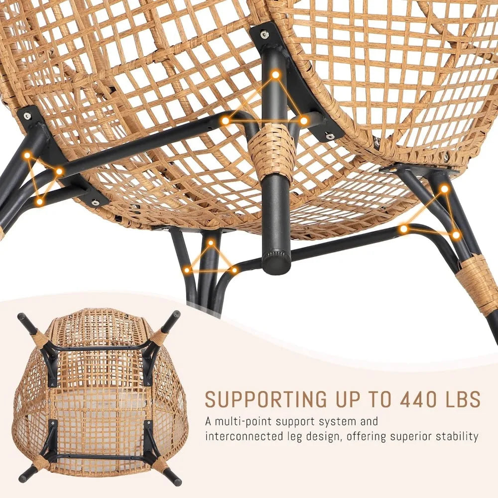 Outdoor Wicker Patio Chair with Ottoman