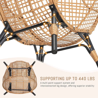 Outdoor Wicker Patio Chair with Ottoman
