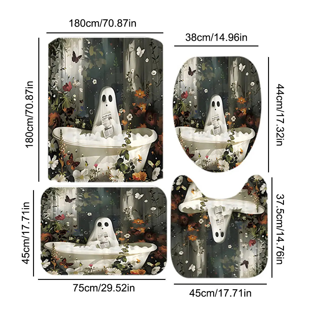 Halloween Bathtub Curtain with Hooks