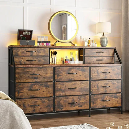 Wooden Top Metal Frame Chest of Drawers