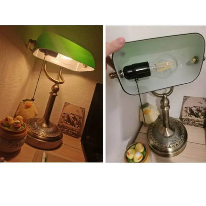 Green/White Color Glass Desk Lamp