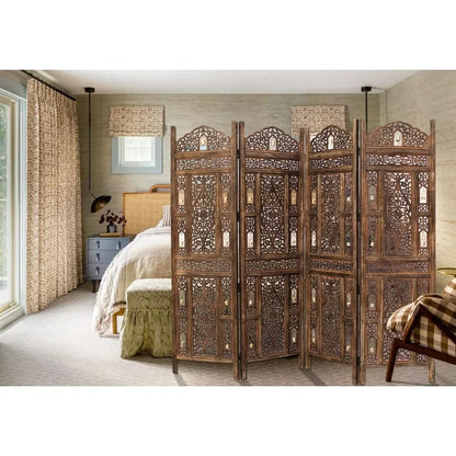 4 Panel Folding 72 X 80 - Decorative Wood Screen