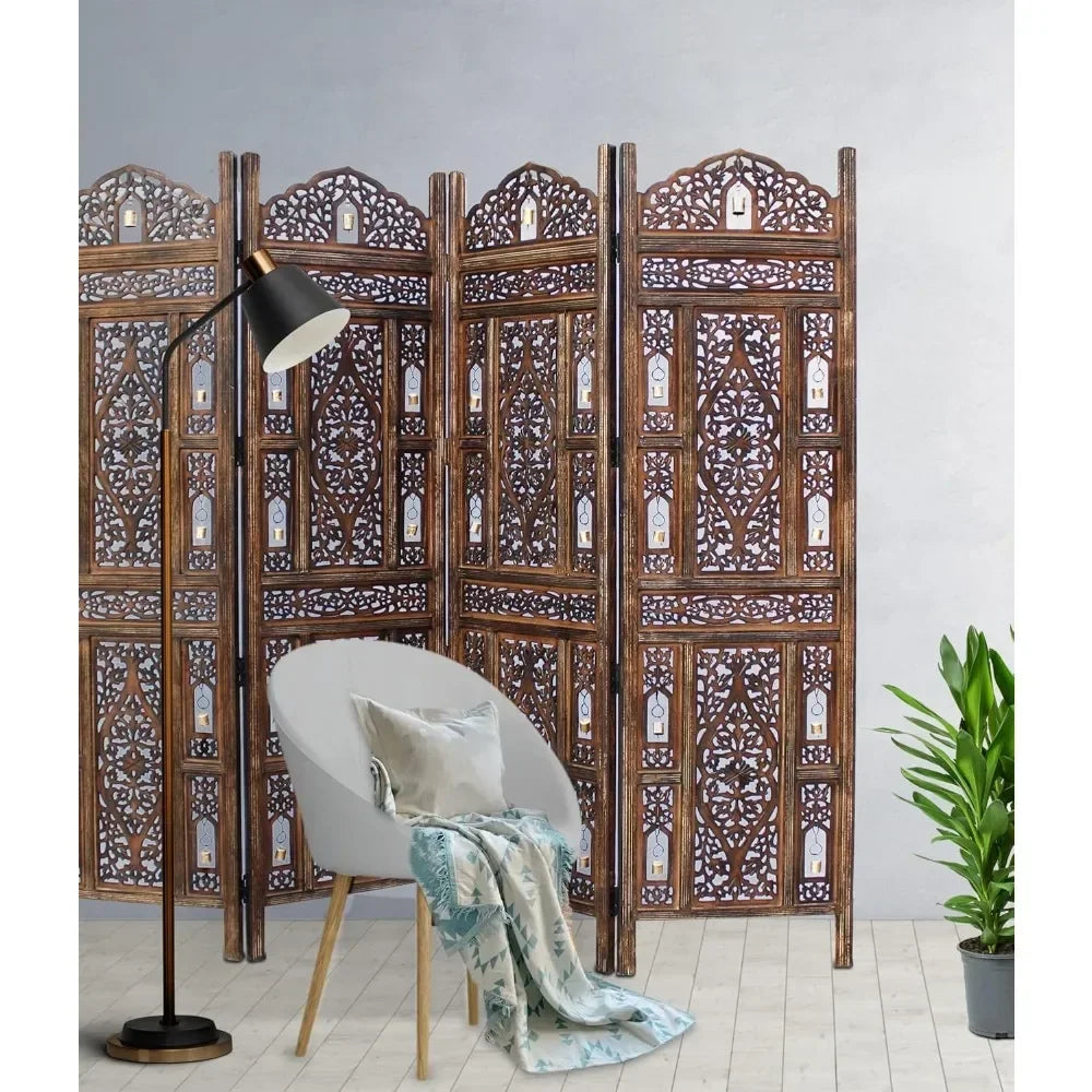 4 Panel Folding 72 X 80 - Decorative Wood Screen