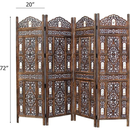 4 Panel Folding 72 X 80 - Decorative Wood Screen