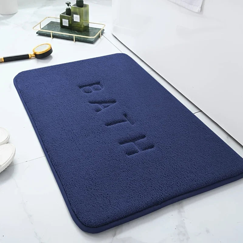 Furry solid color embroidery bathroom absorbent and dirt-resistant soft floor mat thickened toilet mat shower room non-slip mat