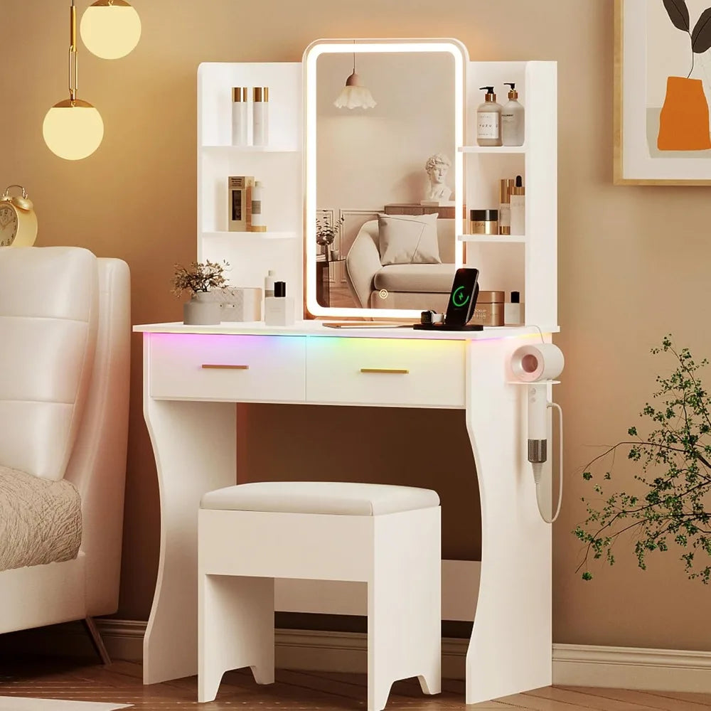 Dressing Table with Mirror & Power Outlet