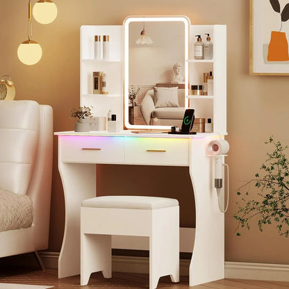Dressing Table with Mirror & Power Outlet