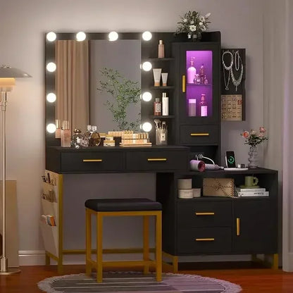 White Vanity Desk with Mirror