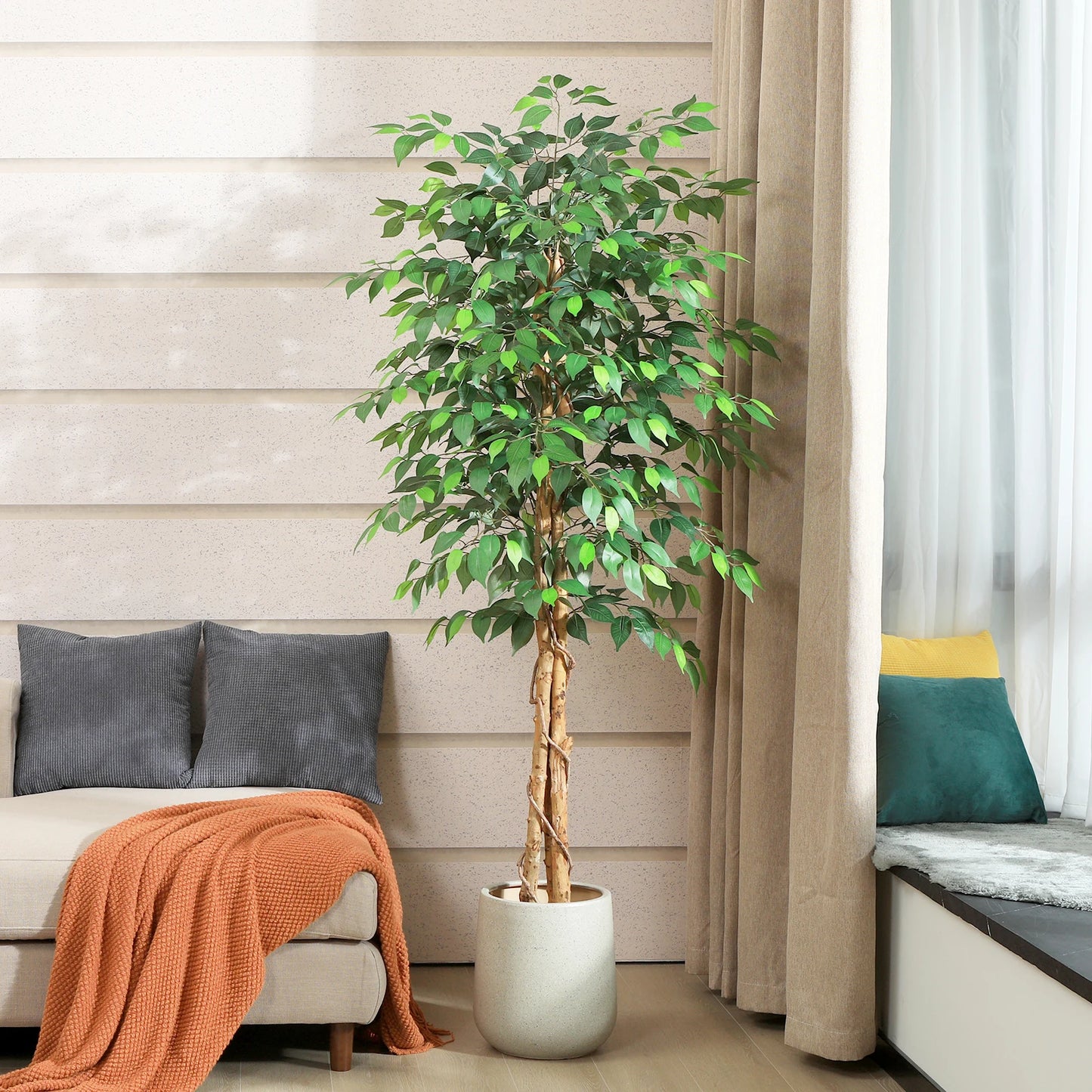 Fake Ficus Tree in Pot for Home Decor