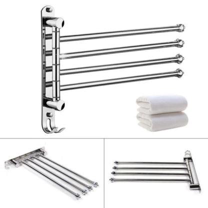 Portable Light Towel Holder,anti-rust 304 Stainless Steel Bathroom Bath Rack Rail Hanger Shelf,four-bar with Double Hook Silver