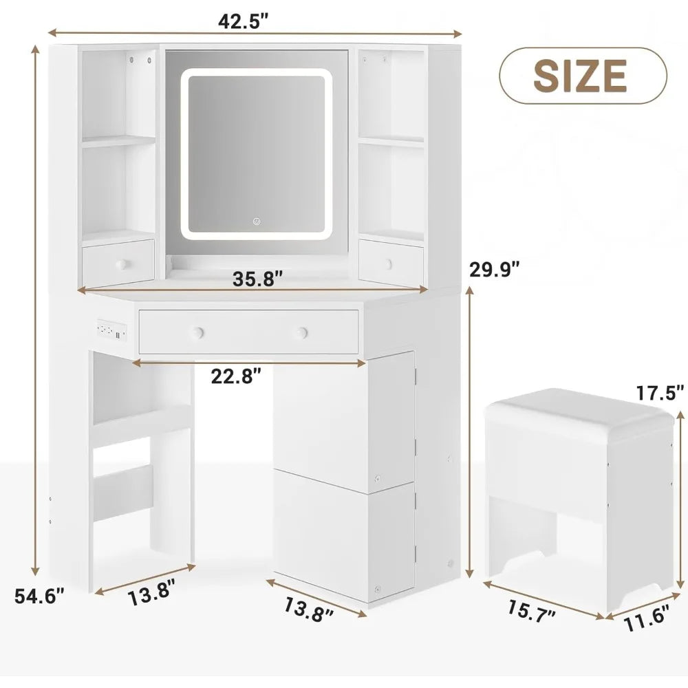 Table Set with Mirror and Storage Bench