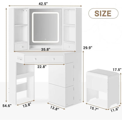 Table Set with Mirror and Storage Bench