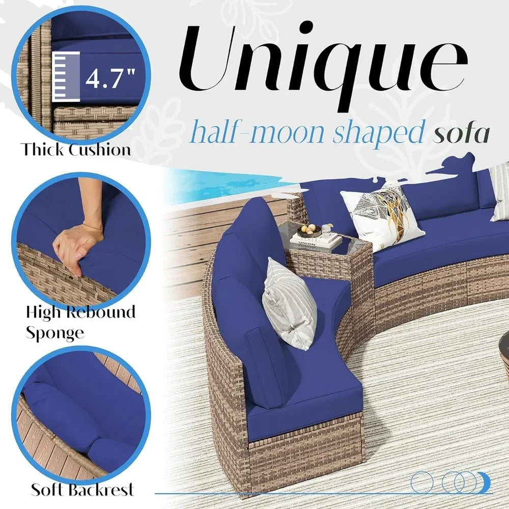 Furniture Sets, 3 Piece Half-Moon Sectional
