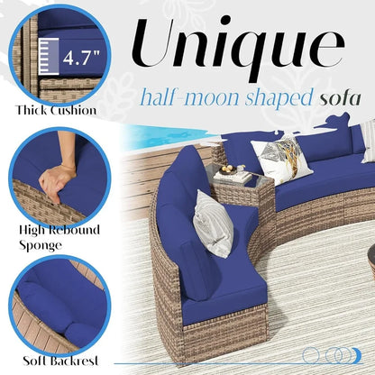 Furniture Sets, 3 Piece Half-Moon Sectional