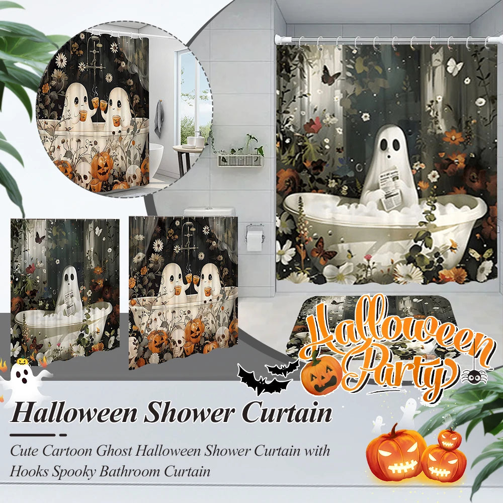 Halloween Bathtub Curtain with Hooks
