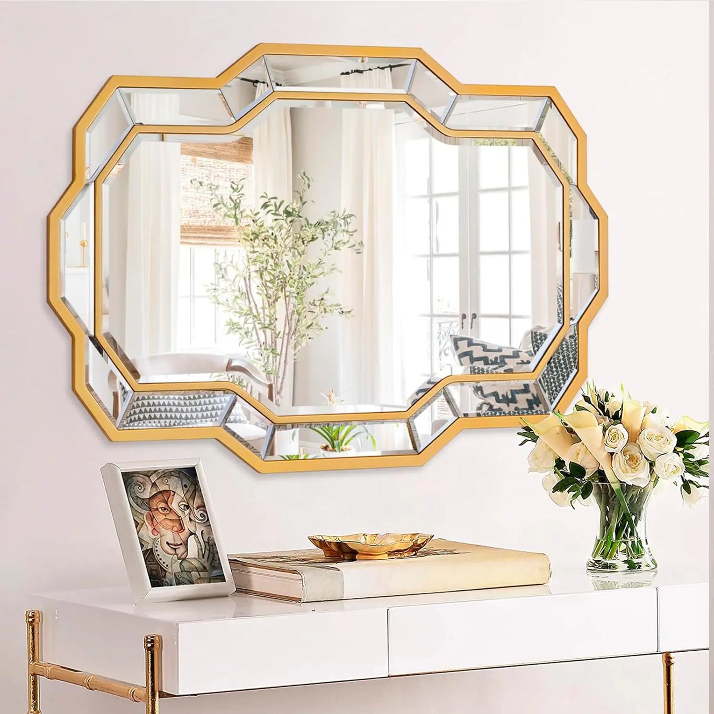Mirror with Beveled Glass, for Bathroom or Entryway