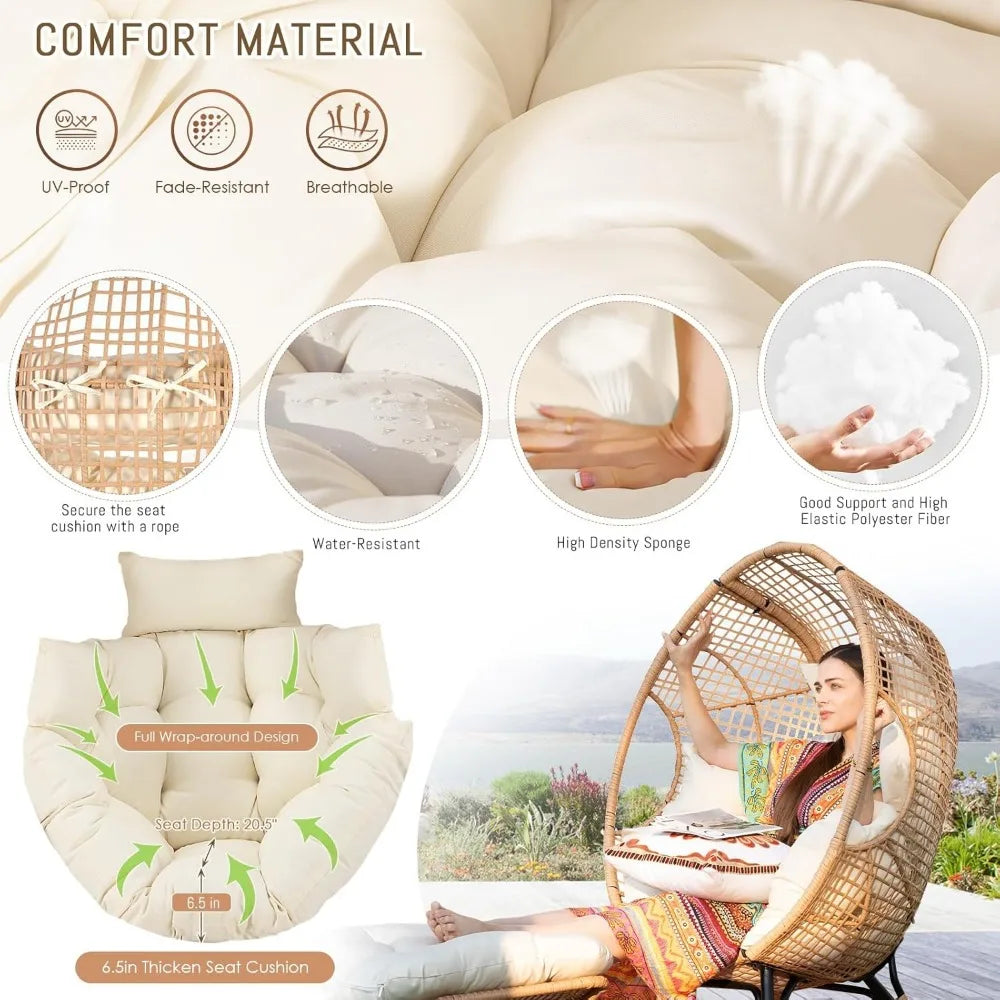 Outdoor Wicker Patio Chair with Ottoman