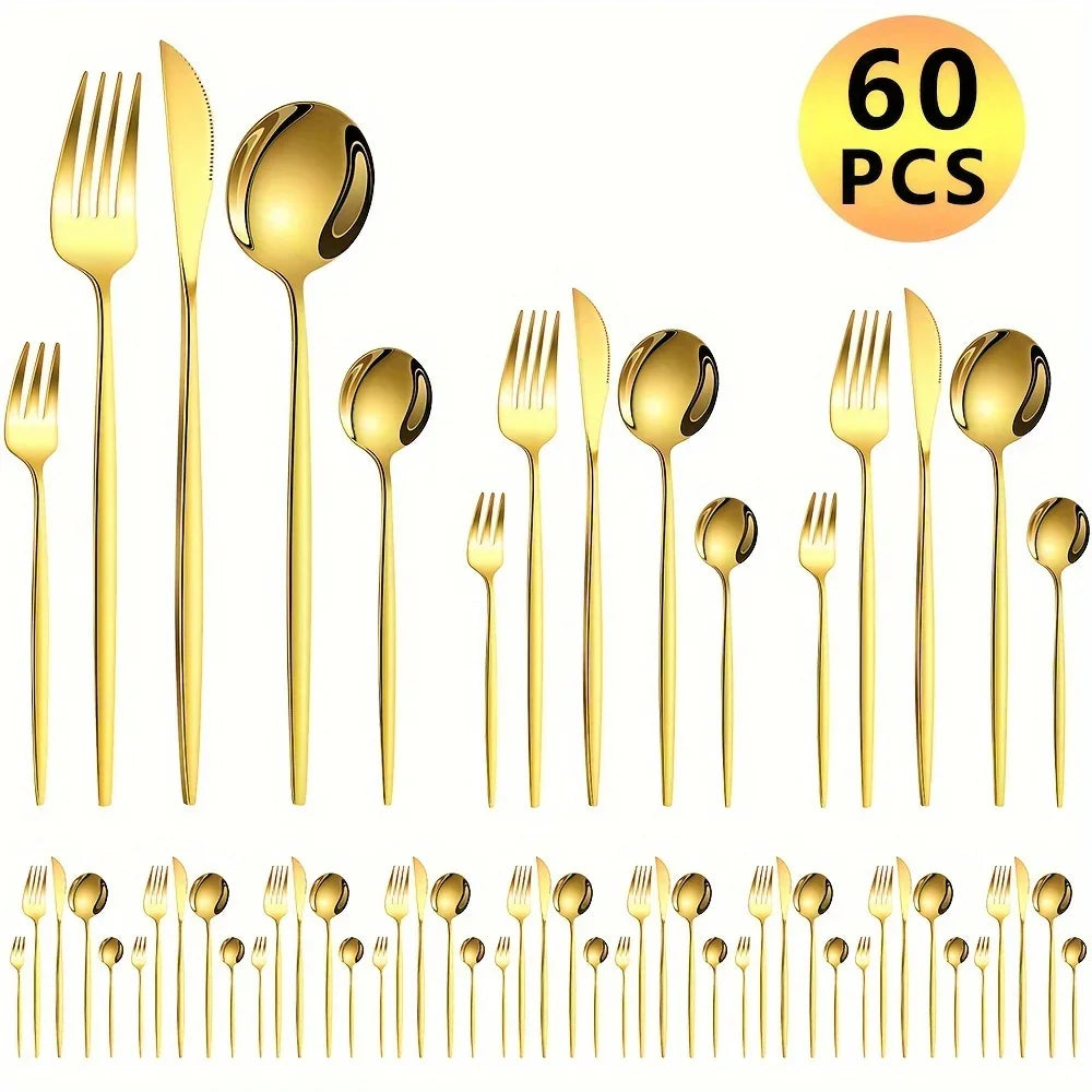 60pcs Stainless Steel - Luxe Golden set