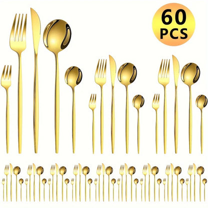 60pcs Stainless Steel - Luxe Golden set