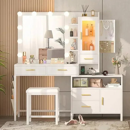 White Vanity Desk with Mirror