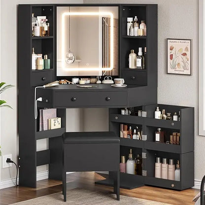 Table Set with Mirror and Storage Bench