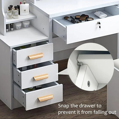 Makeup Vanity Set with Mirror and Light, Storage Drawer, Chair and Shelf, Adjustable Brightness Makeup Vanity with Light