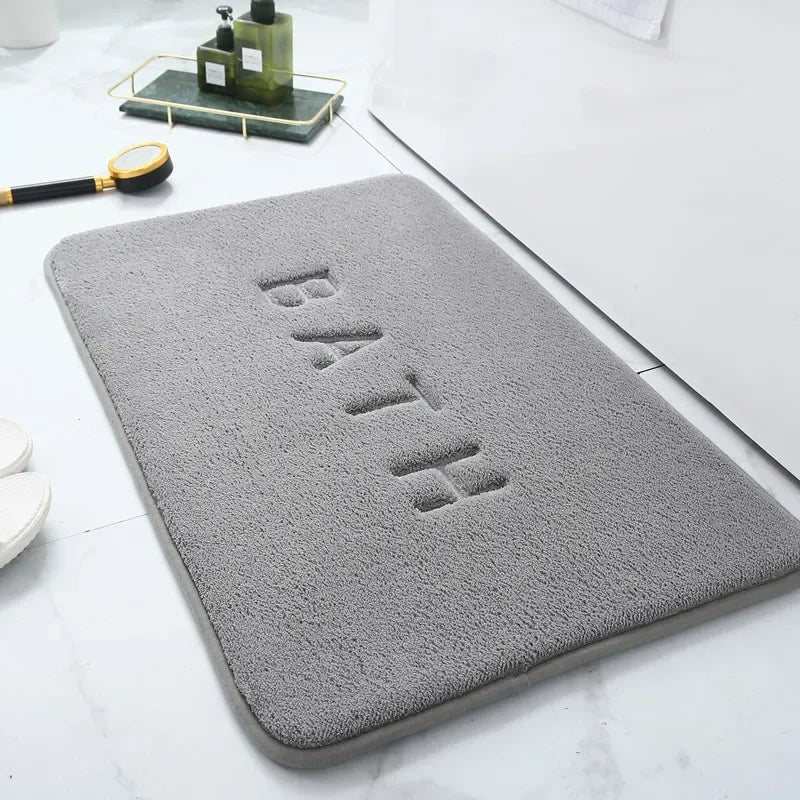Furry solid color embroidery bathroom absorbent and dirt-resistant soft floor mat thickened toilet mat shower room non-slip mat