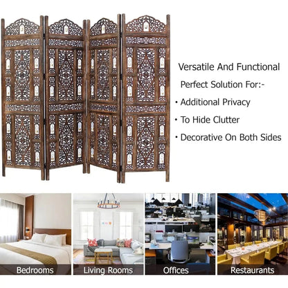 4 Panel Folding 72 X 80 - Decorative Wood Screen