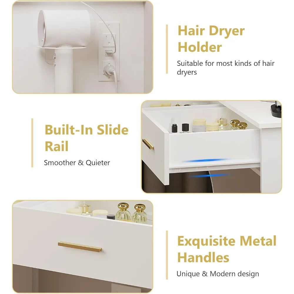 Dressing Table with Mirror & Power Outlet