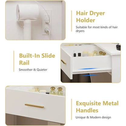 Dressing Table with Mirror & Power Outlet