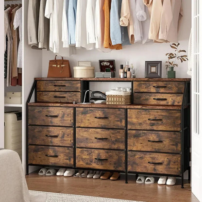 Wooden Top Metal Frame Chest of Drawers