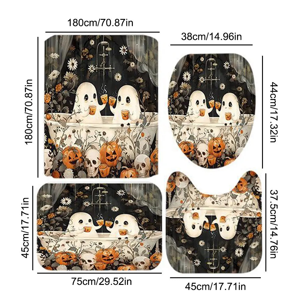 Halloween Bathtub Curtain with Hooks