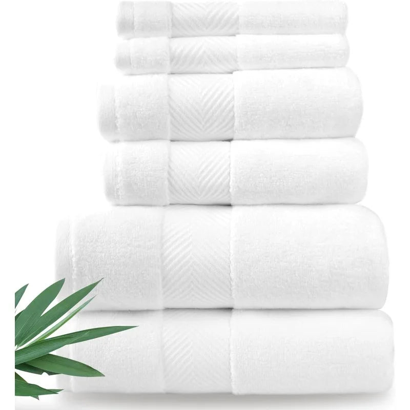 Bamboo Viscose Bath Towels - Ultra Soft & Plush 700 GSM Luxury Bath Towels - Super Absorbent & Quick Drying - 6 Piece Towel Set