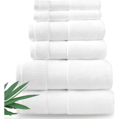 Bamboo Viscose Bath Towels - Ultra Soft & Plush 700 GSM Luxury Bath Towels - Super Absorbent & Quick Drying - 6 Piece Towel Set