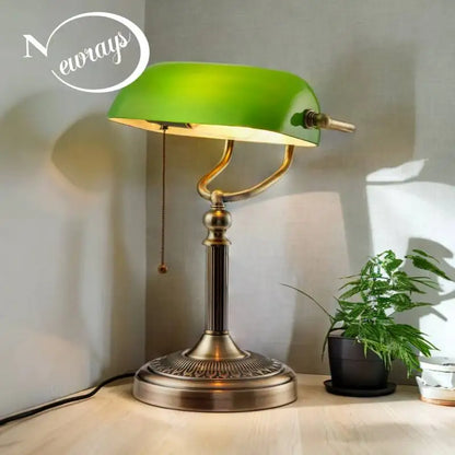 Green/White Color Glass Desk Lamp