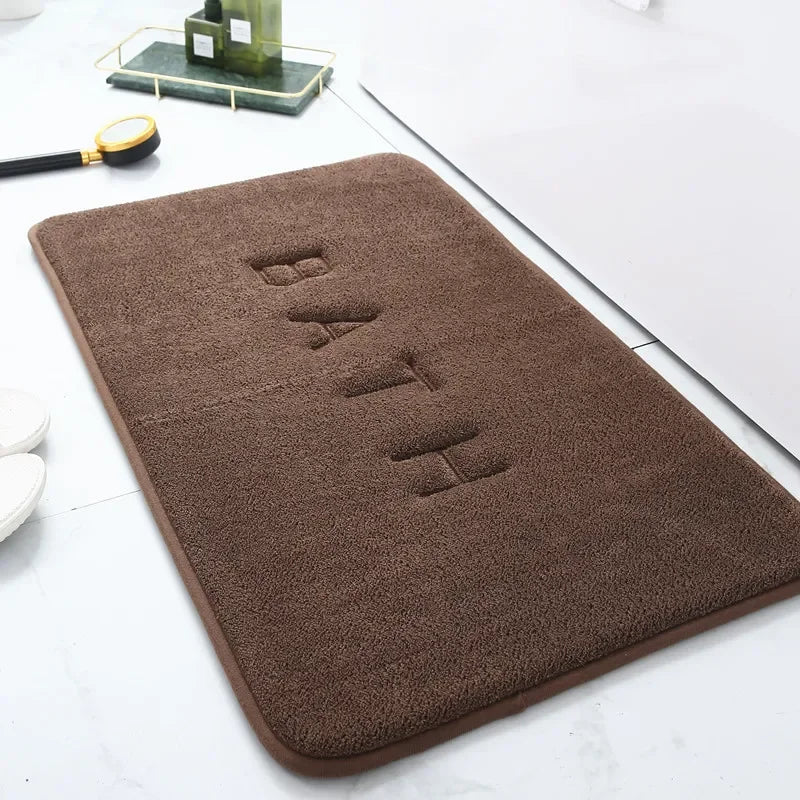 Furry solid color embroidery bathroom absorbent and dirt-resistant soft floor mat thickened toilet mat shower room non-slip mat