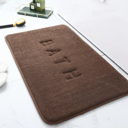 Furry solid color embroidery bathroom absorbent and dirt-resistant soft floor mat thickened toilet mat shower room non-slip mat