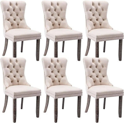 Set of 6, Velvet Upholstered Dining Chairs