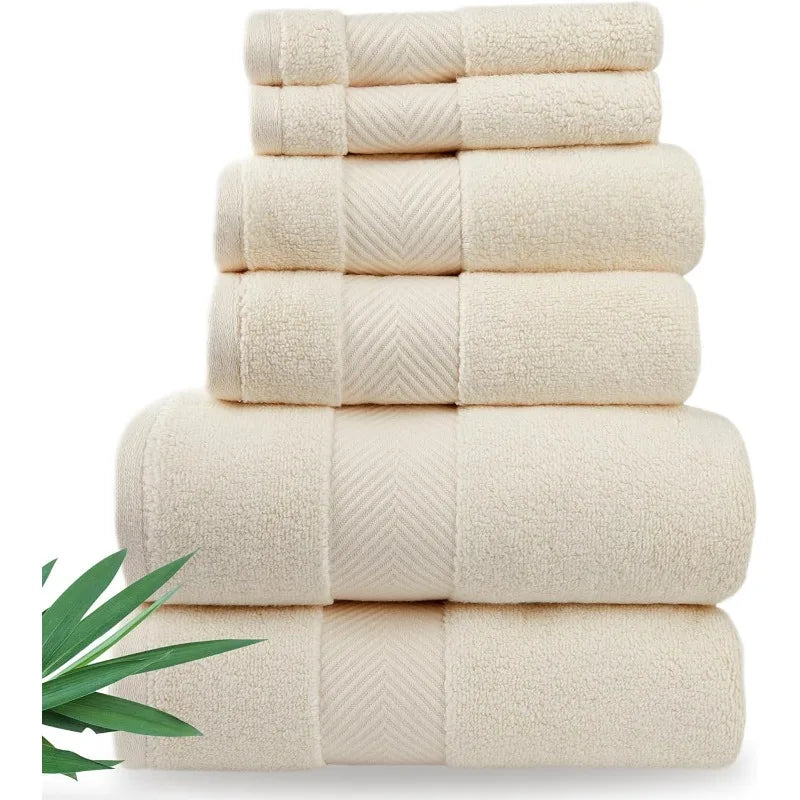 Bamboo Viscose Bath Towels - Ultra Soft & Plush 700 GSM Luxury Bath Towels - Super Absorbent & Quick Drying - 6 Piece Towel Set