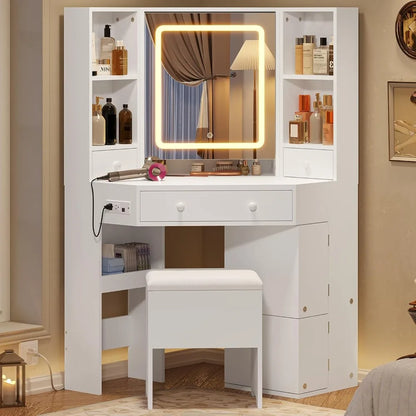 Table Set with Mirror and Storage Bench