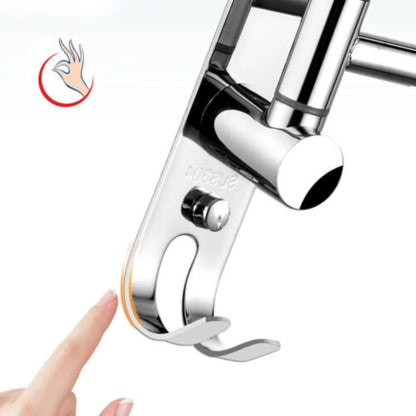 Portable Light Towel Holder,anti-rust 304 Stainless Steel Bathroom Bath Rack Rail Hanger Shelf,four-bar with Double Hook Silver