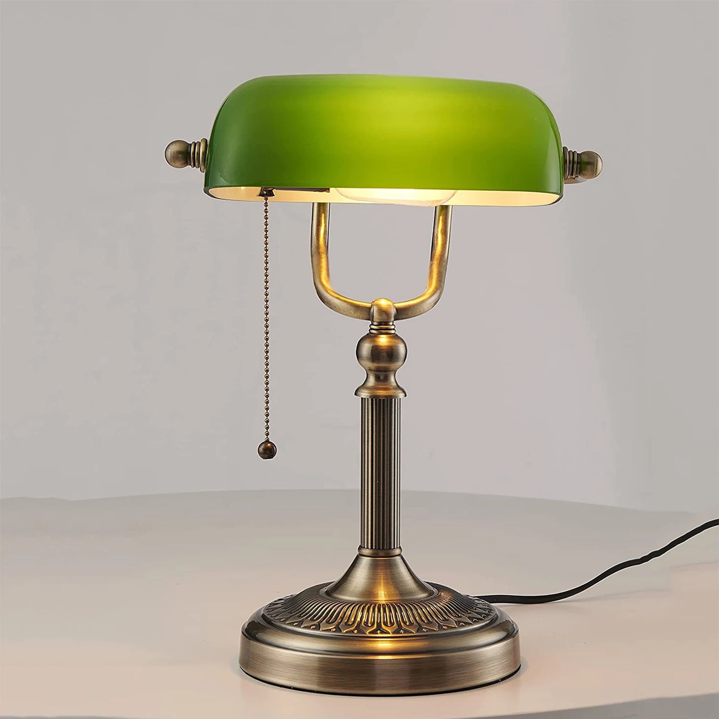 Green/White Color Glass Desk Lamp