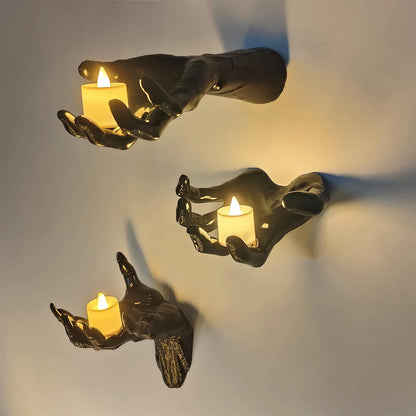 Halloween 3-Pack Plastic Devil Hand Candle Holders （Candles not included）